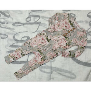 Baby Posh Peanut Floral Footie 12-18 Months Gray Pink